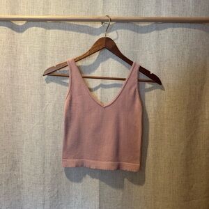 Free people Pink Ribbed Knit Tank Top